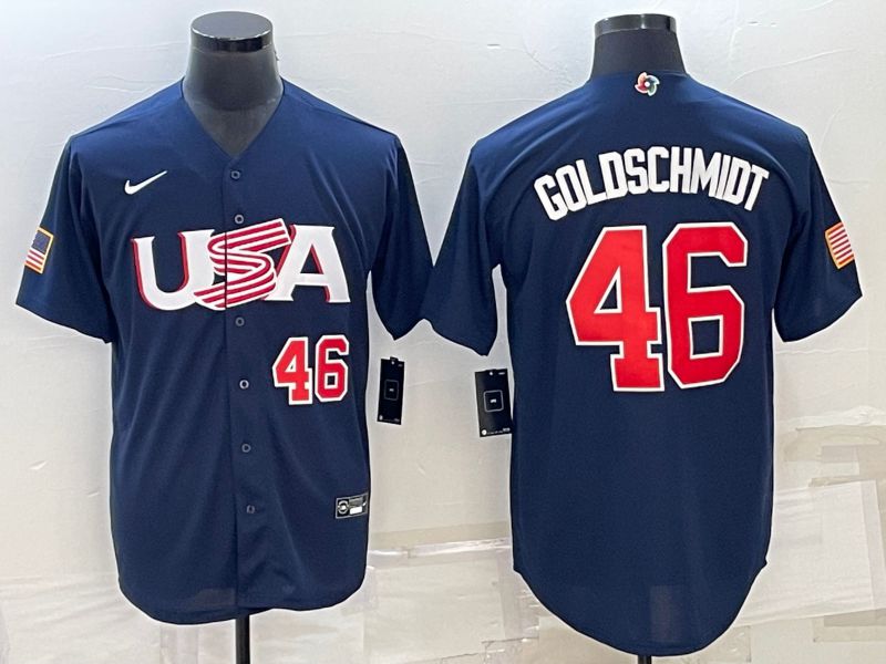 Men 2023 World Cub USA #46 Goldschmidt Blue Nike MLB Jersey2